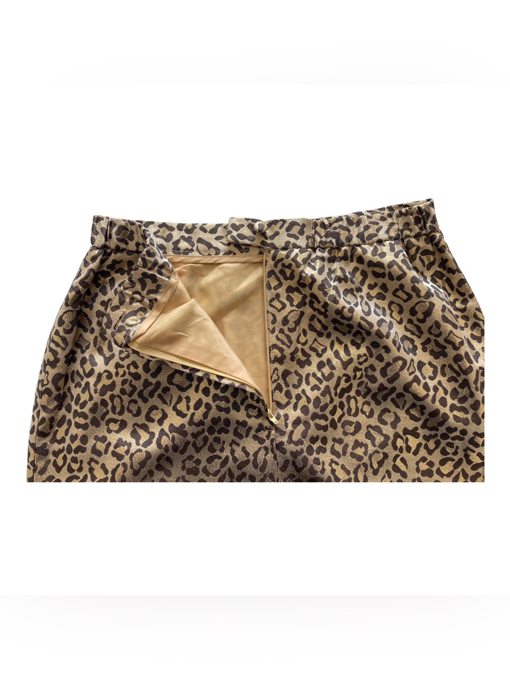 Leopard Print Midi Women's Skirt with Elastic Waist. 12 - Picture 5 of 10